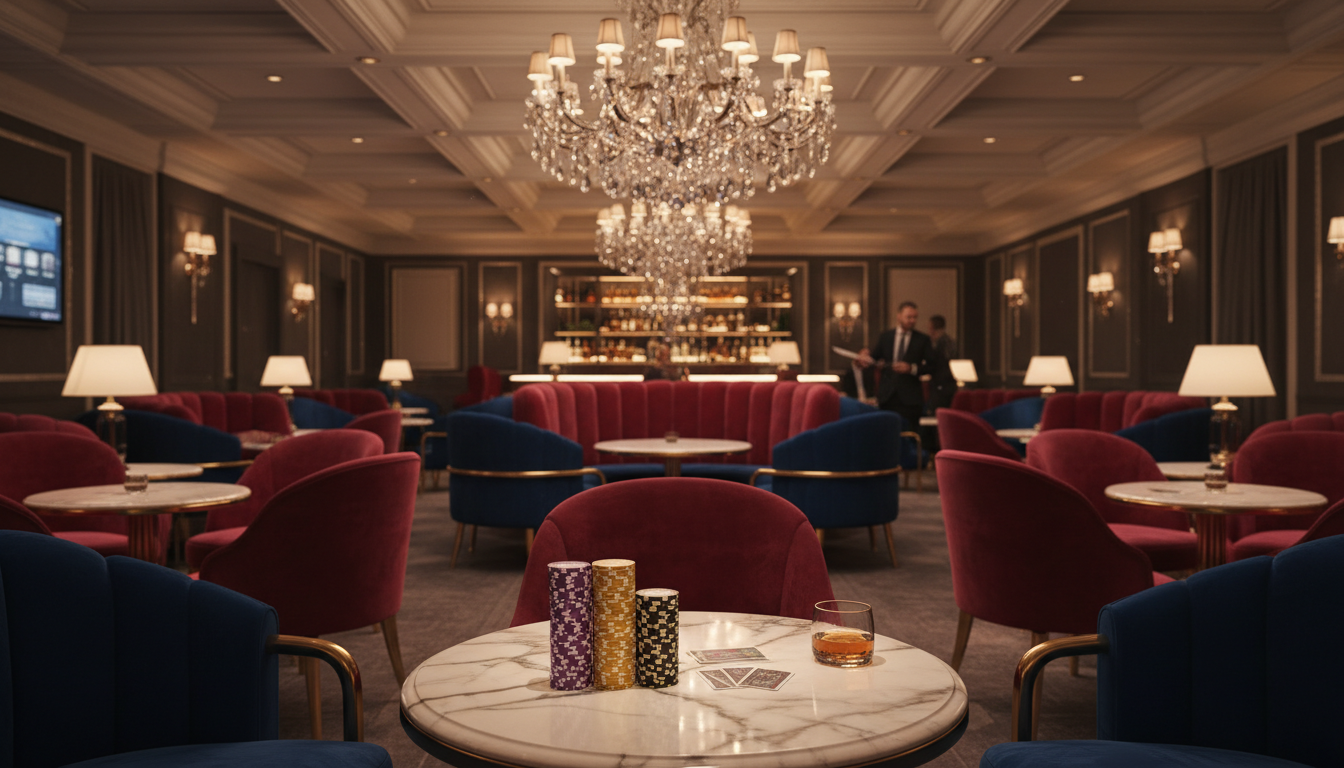 Luxury VIP casino lounge with gold accents symbolising a loyalty rewards program